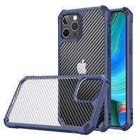 Anti-Shock iPhone 14 Pro Max Hybrid Case - Koolstofvezel - Blauw