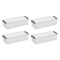 Q-line opbergbox 3,5L - Set van 4 - Transparant/grijs - thumbnail