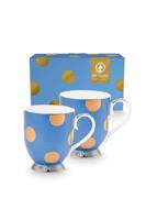 Pip Studio Set/2 Mokken Dot Delight Lichtblauw/Goud 350ml