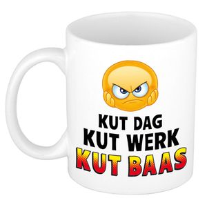 Kut dag kut werk kut baas kado mok / beker wit en zwart - cadeau collega