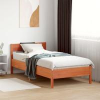Bedframe zonder matras massief grenenhout wasbruin 90x190 cm