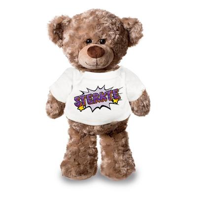 Knuffel teddybeer - sterkte - 24 cm - pluche - met shirt