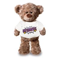 Knuffel teddybeer - sterkte - 24 cm - pluche - met shirt