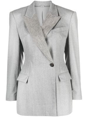 Brunello Cucinelli blazer à simple boutonnage - Gris