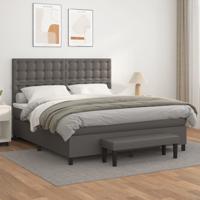 Boxspring met matras kunstleer grijs 180x200 cm