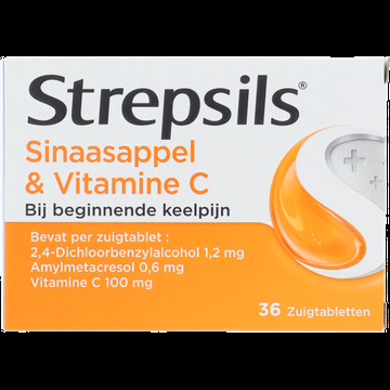 Strepsils Sinaasappel & Vitamine C zuigtabbletten bij keelpijn, 36 stuks bij Jumbo
