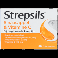 Strepsils Sinaasappel & Vitamine C zuigtabbletten bij keelpijn, 36 stuks bij Jumbo