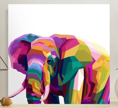 Canvas schilderij veelkleurige realistische olifant