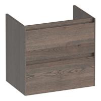 Brauer Inspire - Onderkast Ondiep - 60 cm - met 2 Softclose Lades Greeploos en 1 Sifon Uitsparing - Lamellen Eiken Zwart