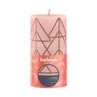 Bolsius - Rustiek stompkaars silhouette 130 x 68 mm Misty pink print kaars - thumbnail