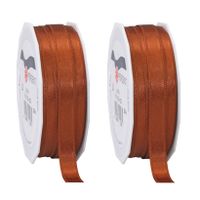 2x Luxe hobby/decoratie koperen satijnen sierlinten 1 cm/10 mm x 25 meter