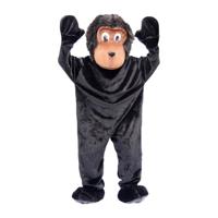 Luxe pluche aap kostuum - mascotte - donkerbruin - 3-delig