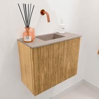 Toiletmeubel Mondiaz Joya Dlux | 50 cm | Meubelkleur Oak | Faye wastafel Saba Wasbak Midden | Zonder kraangat(en)