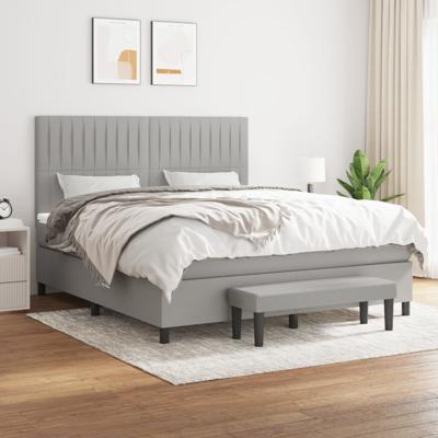 Boxspring met matras stof lichtgrijs 180x200 cm