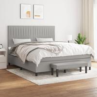 Boxspring met matras stof lichtgrijs 180x200 cm