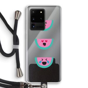 Smiley watermeloen: Samsung Galaxy S20 Ultra Transparant Hoesje met koord