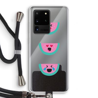 Smiley watermeloen: Samsung Galaxy S20 Ultra Transparant Hoesje met koord