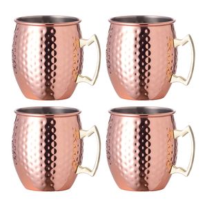 Moscow Mule glas/beker - 4x - RVS metaal - koperkleurig - 500 ml - luxe cocktailglazen