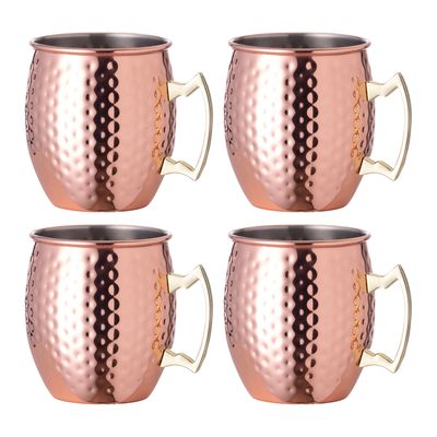 Moscow Mule glas/beker - 4x - RVS metaal - koperkleurig - 500 ml - luxe cocktailglazen