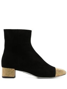 René Caovilla bottes en daim à ornements strassé 40 mm - Noir