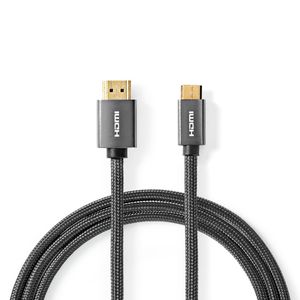High Speed HDMI-Kabel met Ethernet | HDMI-Connector - HDMI-Ministekker | Gun Metal Grey | Gevlochten Kabel