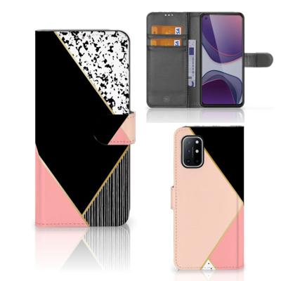 OnePlus 8T | Book Case | Zwart Roze Vormen