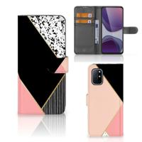 OnePlus 8T | Book Case | Zwart Roze Vormen
