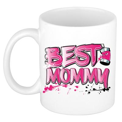 Cadeau koffie/thee mok voor mama - roze - graffiti letters - de beste -?300 ml - Moederdag