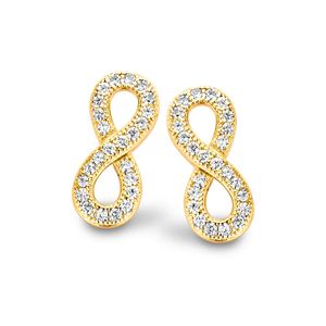New Bling 9NB-0169 Oorstekers Infinity zilver met zirkonia goudkleurig 15 x 6 mm