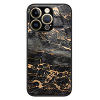 iPhone 14 Pro glazen hardcase - Marmer grijs brons