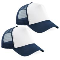 Truckers baseballcap - 2x - navy/wit - volwassenen - voordelige petjes/caps