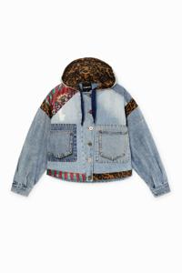 Oversized denim jack met capuchon - BLUE - L