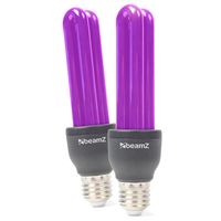 BeamZ BUV27 spaarlamp blacklight 25W - E27 fitting - 2 stuks - thumbnail