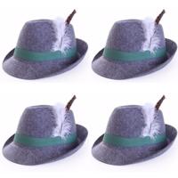 Tiroler hoedje Anton - 4x stuks - Bayern/Oktoberfest verkleedaccessoire - grijs - volwassenen