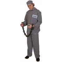 Gestreept gevangene kostuum volwassene - thumbnail