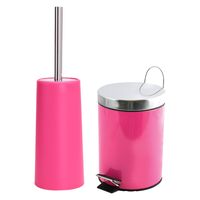 MSV Badkamer accessoires set - fuchsia roze - pedaalemmer/wc-borstel