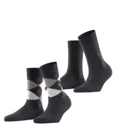 Burlington 2-paar everyday dames sokken - Biologisch katoenen vrouwen sokken met ruit print