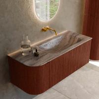Badmeubel Mondiaz Kurve-Dlux | 115 cm | Meubelkleur Ruby | Wastafelkleur Oza | Solid surface | Wasbak rechter zijde spoelbak | Zonder kraangat(en) Badmeubel Mondiaz Kurve-Dlux | 115 cm | Meubelkleur Ruby | Wastafelkleur Oza | Solid surface | Wasbak rechter zijde spoelbak | Zonder kraangat(en)