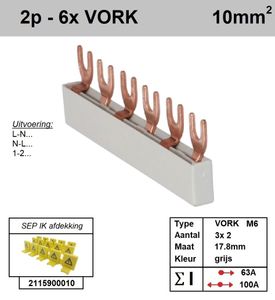 SEP Verdeelkam 2f Vork 6p 18mm M6 grijs F02006G06