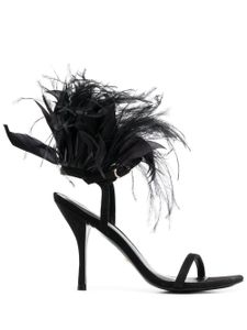 Stuart Weitzman sandales Plume 100 mm à bordure de plumes - Noir