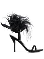 Stuart Weitzman sandales Plume 100 mm à bordure de plumes - Noir - thumbnail