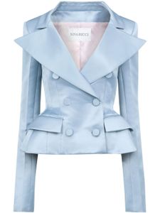 Nina Ricci blazer péplum à boutonnière croisée - Bleu