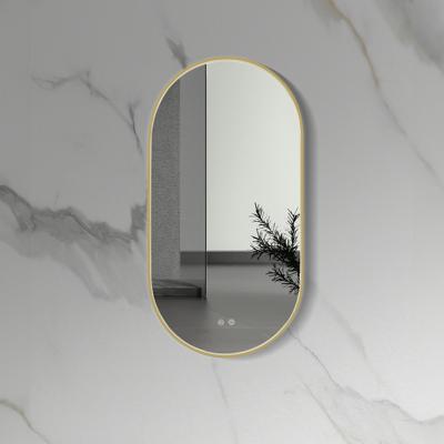 Badkamerspiegel Aloni 100x50 cm | Ovaal | Directe verlichting | Touch button | Met spiegelverwarming | Geborsteld goud