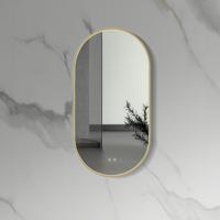 Badkamerspiegel Aloni 100x50 cm | Ovaal | Directe verlichting | Touch button | Met spiegelverwarming | Geborsteld goud