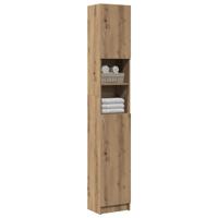 Badkamerkast 32x25,5x190cm bewerkt hout artisanaal eikenkleurig