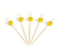 Smiley bamboe op prikker 120mm 150 stuks