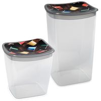 Set van 2x stuks Koffiecups bewaarbakjes 1,1 en 1.9 liter transparant/grijs plastic