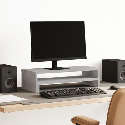 Monitorstandaard 54x22x15 cm bewerkt hout betongrijs