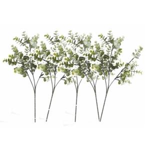 Kunstbloem/kunsttak Eucalyptus Cinera - 5x stuks - 65 cm - losse steel - kunst zijdebloemen