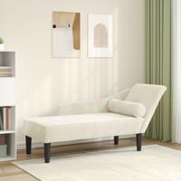 Chaise longue met kussens fluweel crmekleurig